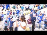 Los Angeles Dodgers_ Christina Milian sings the National Anthem