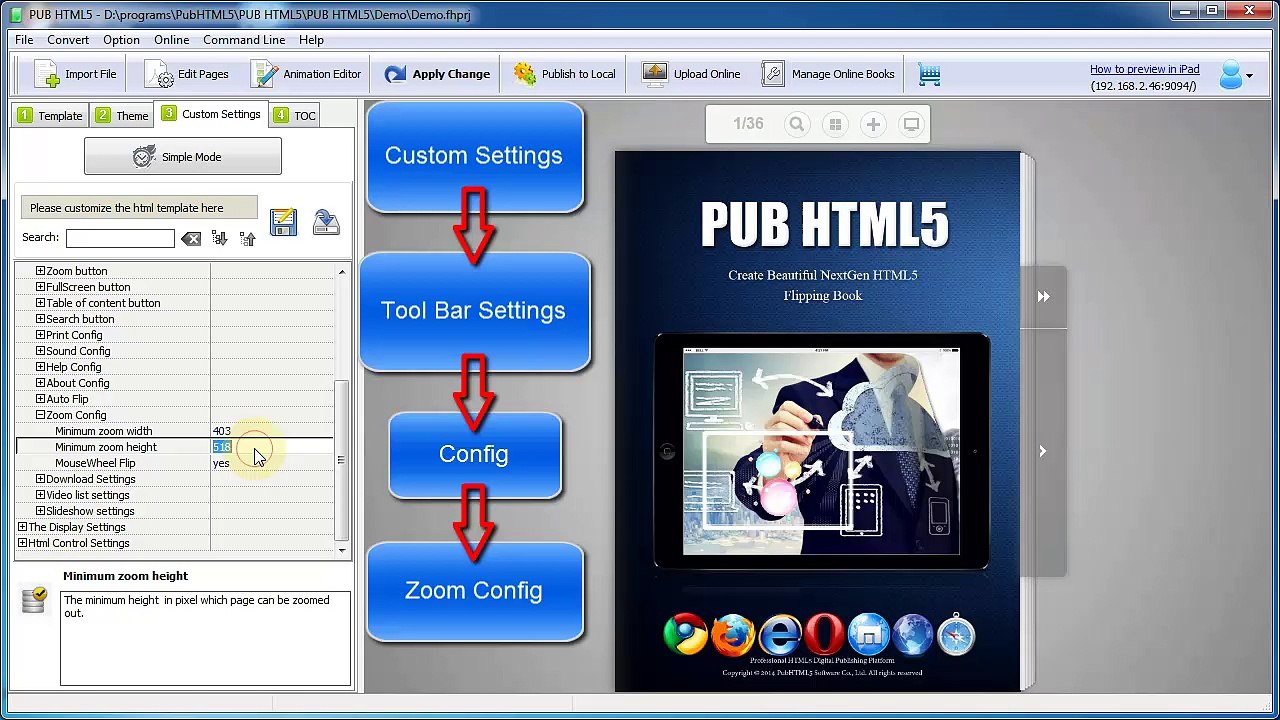 What's the solution to enable readers to zoom in my page flipping e-publications?