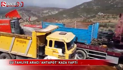 Su tahliye aracı 'ahtapot' kaza yaptı