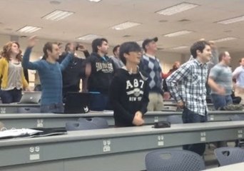 University Professor Wakes Sleepy Students on Monday Morning