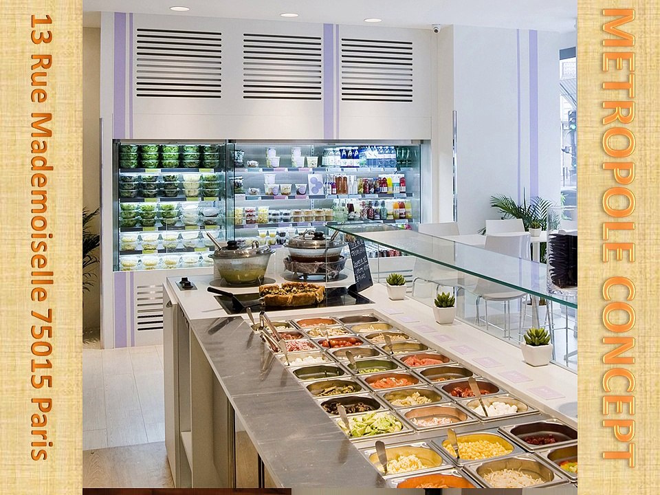 Concept de restaurants, sandwicheries, pizzeria, laboratoires, kiosques