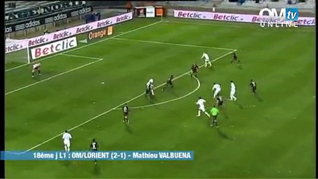 OM 2-1 Lorient : le but de Mathieu Valbuena (85e)