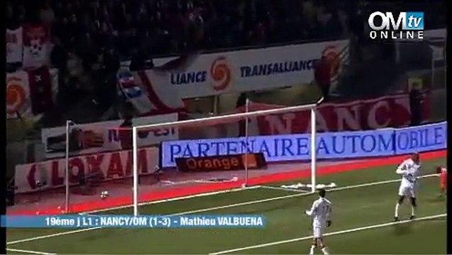 Nancy 1-3 OM : le but de Mathieu Valbuena (19e)