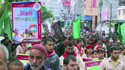 مسيرتان في غزة لحماس والجهاد الاسلامي تضامنا مع القدس