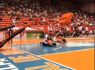 Un panier de basket tombe sur le crâne d'un Harlem Globetrotter