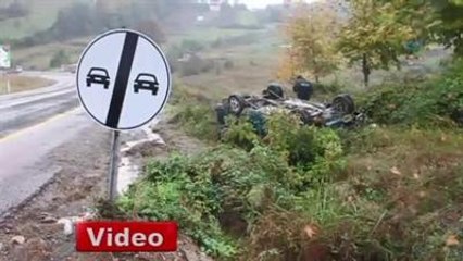 Yoldan Çıkan Otomobil Şarampole Yuvarlandı: 3 Yaralı