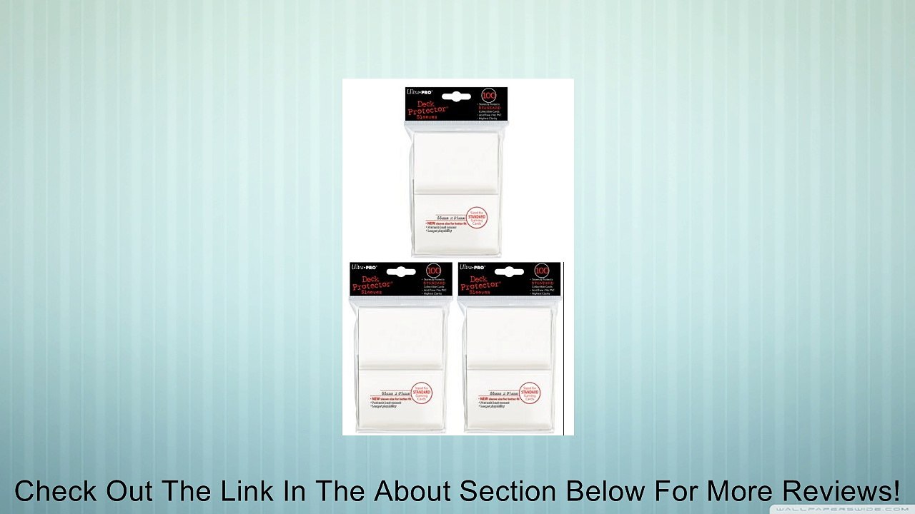 (300) Ultra Pro New Standard Size(66mm x 91mm) WHITE Deck Protectors Sleeves! 3 Factory Sealed 100ct Packs (#82690) with Ultra Pro's Hologram Quality Seal of Durability! Stores and Protects Standard Size Gaming Cards including Magic the Gathering and Poke