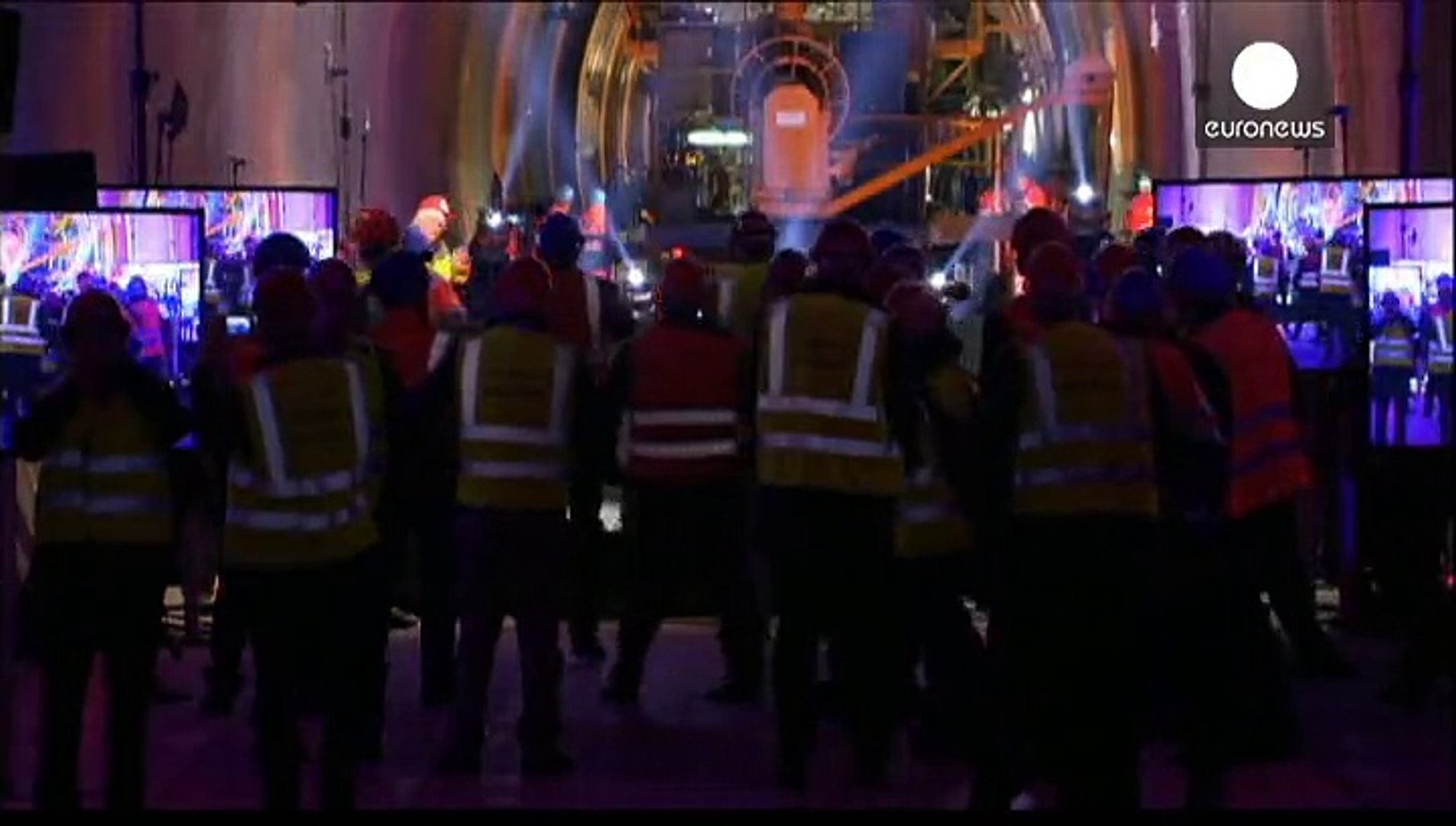 Celebrations as last piece of track is laid in record-breaking Gotthard  rail tunnel - video dailymotion