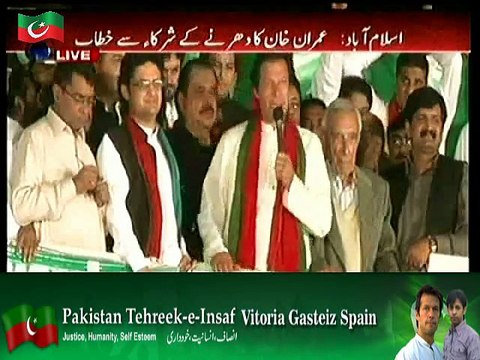 PTI Chairman Imran Khan Speech at Azadi March – 31st October 2014