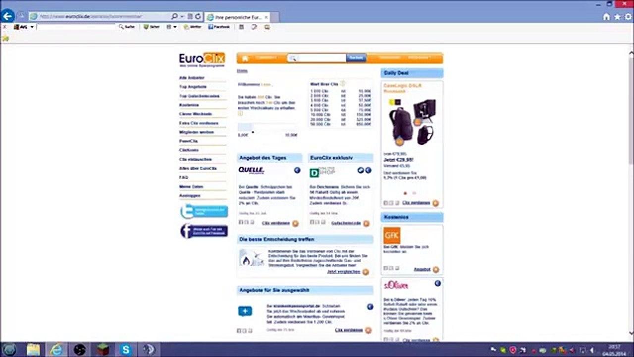 Schnell kostenlos Geld verdienen durch EUROCLIX