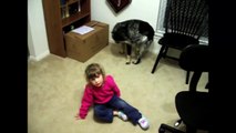 [+18 ~ Sexy Funny Girl]Dog And Little Girl Chasing Their Tails