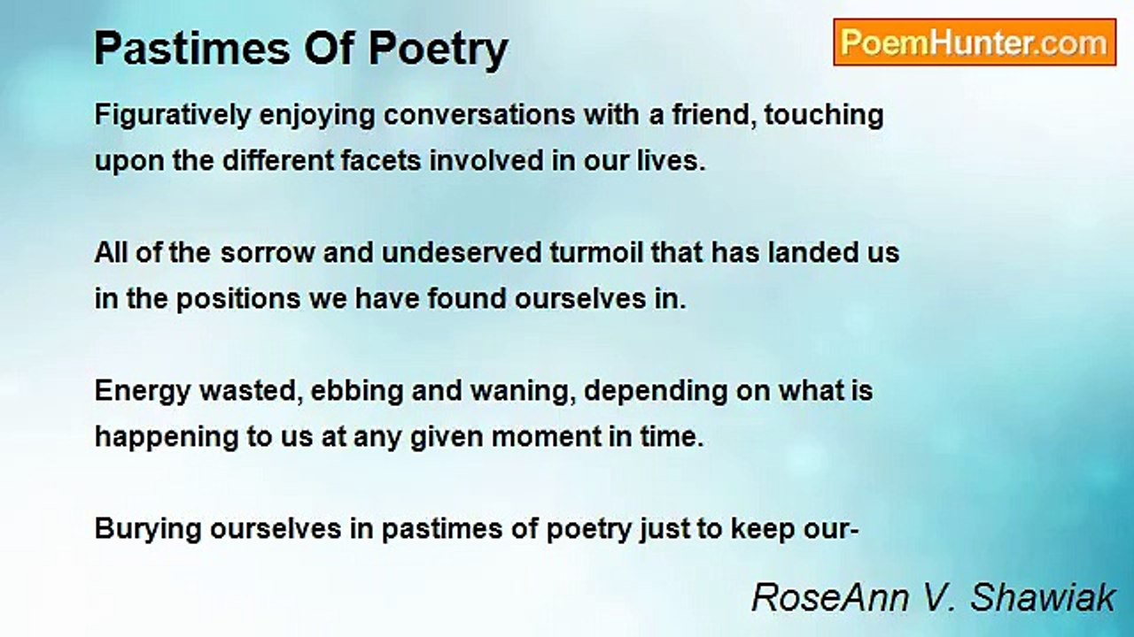 RoseAnn V. Shawiak - Pastimes Of Poetry