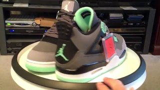Air Jordan IV (4) Retro Green Glow Dark Grey Gree shoes