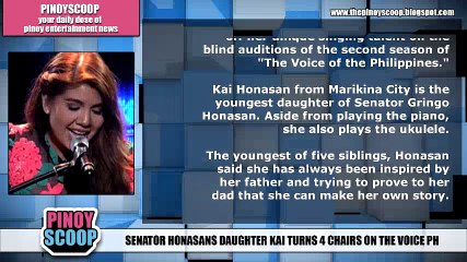 Senator Gringo Honasan's Daughter, Kai Honasan Turns 4 Chairs On The Voice PH
