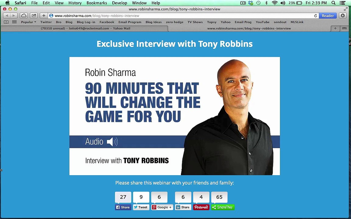 Robin Sharma interviews Tony Robbins on the economy + financial advice