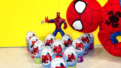 12 Spiderman Surprise Eggs  Unboxing  Kinder Style with Prizes