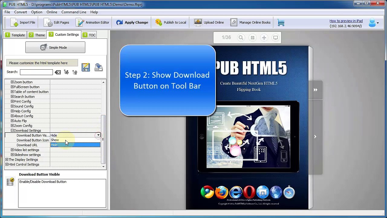 How to enable readers to download my online interactive flipbooks?