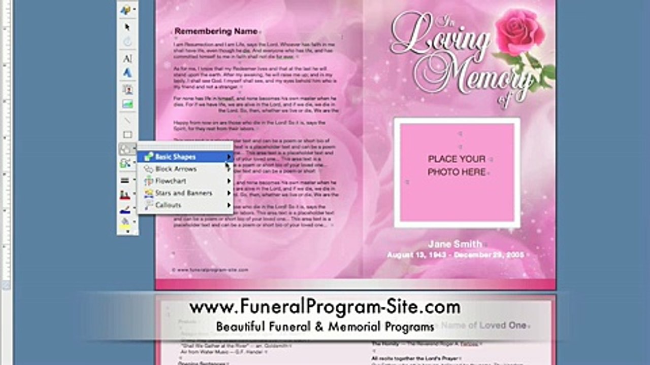 How to Create a Memorial Program Template on MS Word-Funeral Program Site