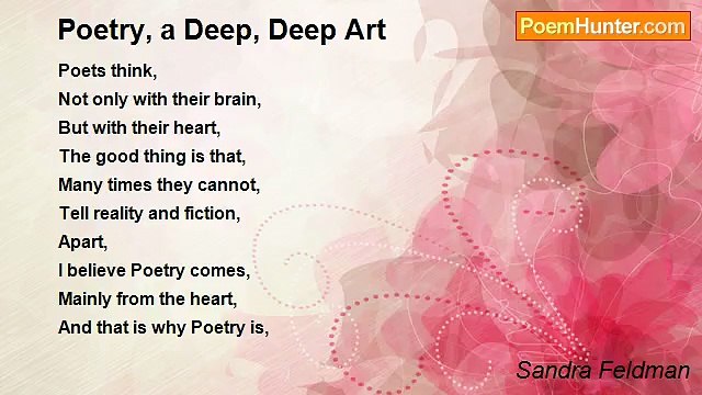 Sandra Feldman - Poetry, a Deep, Deep Art