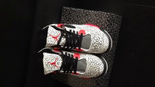 *Tradingspring.cn* Replica Super Perfect Nike Air Jordan 4 Shoes Red White Black for Mens