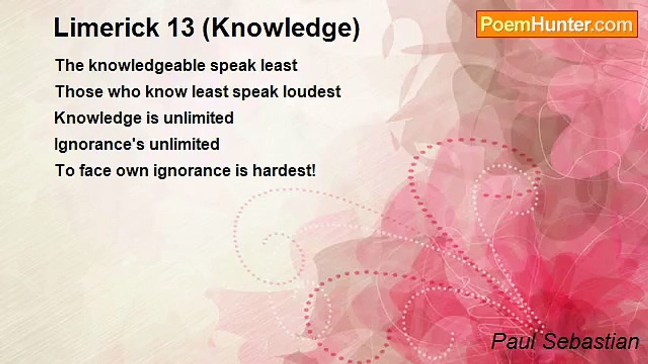 Paul Sebastian - Limerick 13 (Knowledge)