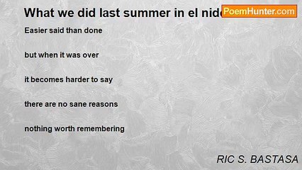 RIC S. BASTASA - What we did last summer in el nido