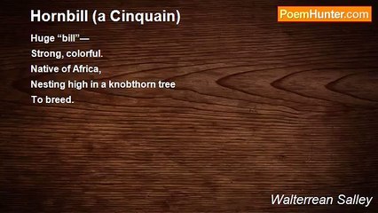 Walterrean Salley - Hornbill (a Cinquain)