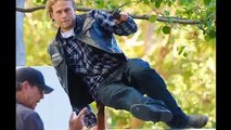 Charlie Hunnam films scenes for final season of Sons Of Anarchy with shiny new motorcycle