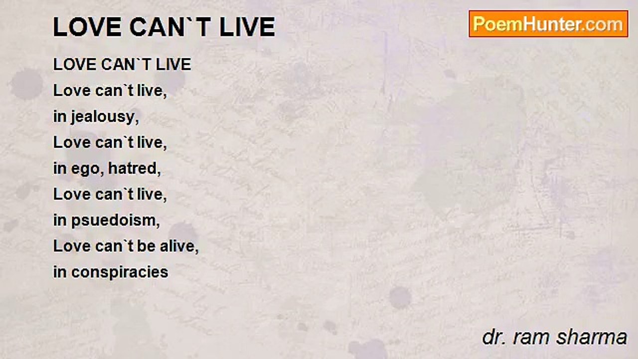 dr. ram sharma - LOVE CAN`T LIVE
