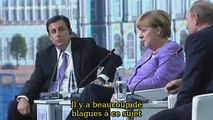 Le regard de Merkel à Poutine après une blague sexiste...