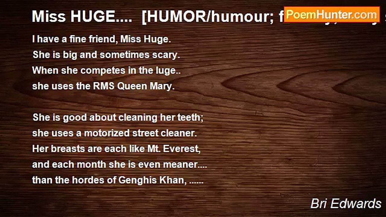 Bri Edwards - Miss HUGE....  [HUMOR/humour; fantasy; body size; SHORT enough]