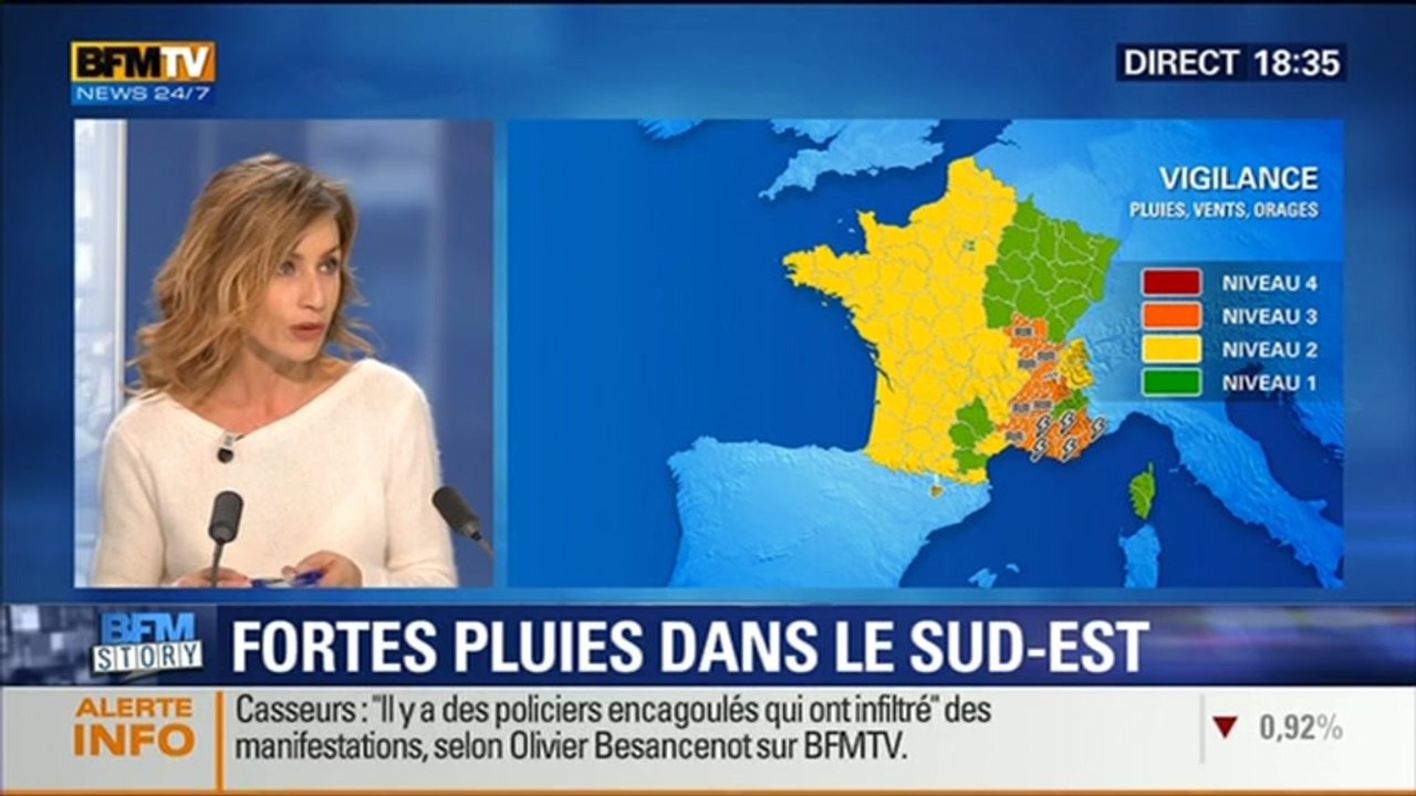 BFM Story: Intempéries: 12 départements placés en vigilance orange dans le sud-est - 03/11