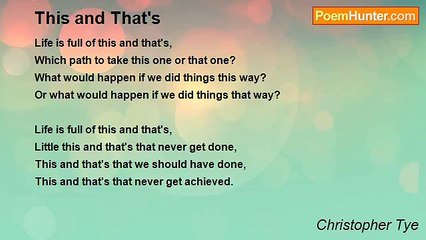 Christopher Tye - This and That's