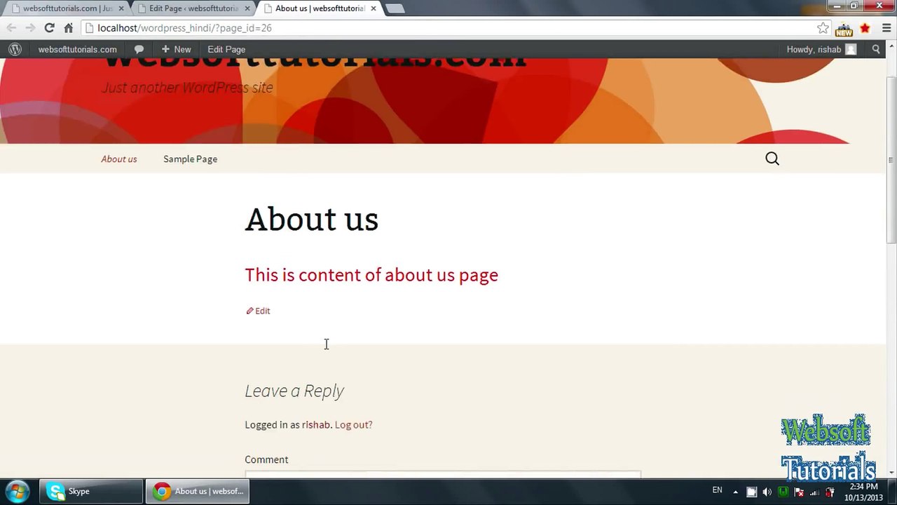 Pages in wordpress