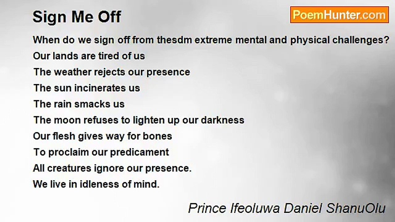 Prince Ifeoluwa Daniel ShanuOlu - Sign Me Off