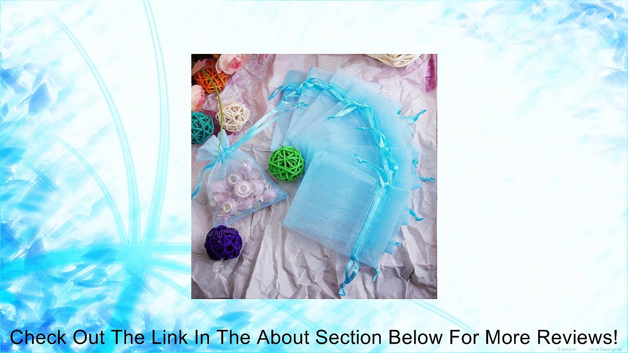 100pcs Sky Blue Sheer Organza Jewelry Pouches Wedding Party Favor Gift Bags 6X8cm Review