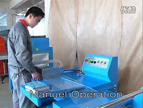 máy cắt dán và co màng POF, máy bọc màng co hộp bán tự động