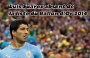 Luis Suarez dépité d'être absent de la liste du Ballon d'Or 2014