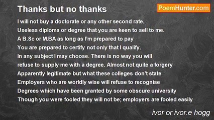 ivor or ivor.e hogg - Thanks but no thanks