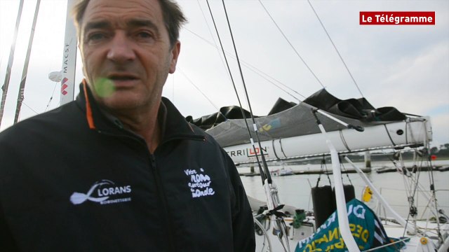 Route du Rhum. Après son abandon, Bertrand de Broc a rallié Lorient