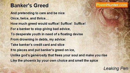 Leaking Pen - Banker's Greed