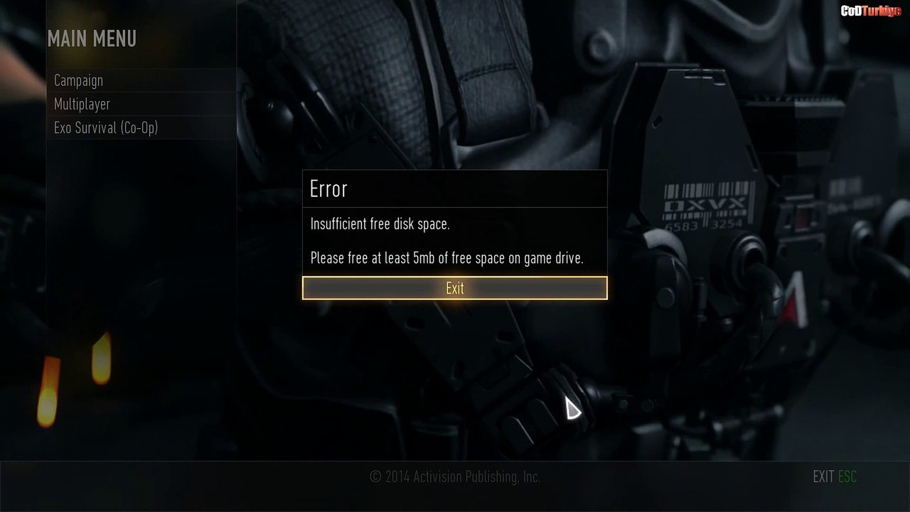 Call of Duty Advanced Warfare Insufficient Free Disk Space Error