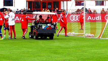 Muller and Weiser disrupt training with a golf kart