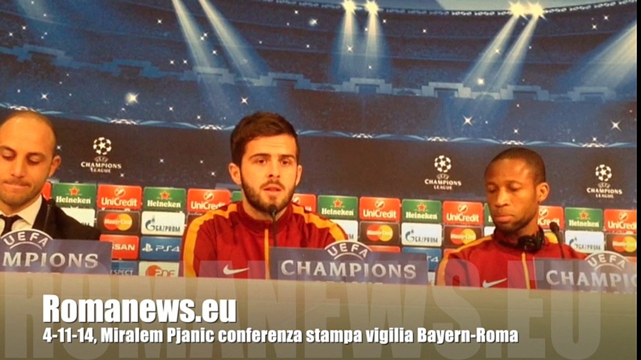4-11-14, Miralem Pjanic conferenza stampa vigilia Bayern-Roma