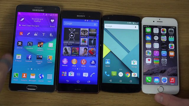 Samsung Galaxy Note 4 vs. Sony Xperia Z3 vs. Nexus 5 vs. iPhone 6 - Which Is Faster (4K)