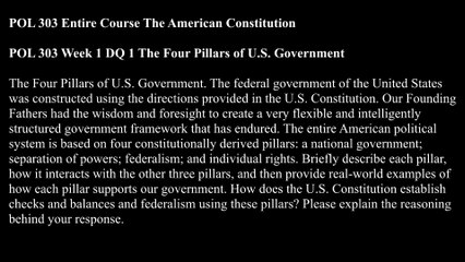 POL 303 Entire Course The American Constitution