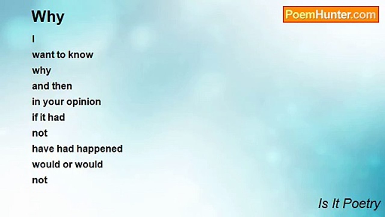 Is It Poetry - Why