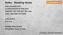 Dorothy (Alves) Holmes - Haiku   Heading Home
