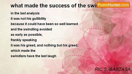 RIC S. BASTASA - what made the success of the swindler?