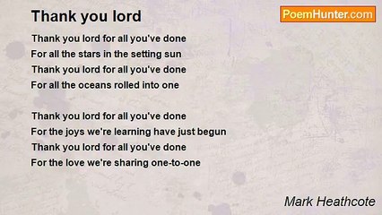 Mark Heathcote - Thank you lord